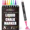 8 Colors Liquid Chalk Markers, Fine Tip Washable Window Chalkboard Glass Pens, Paint and Drawing for Car, Blackboard, & Bistro,Kids and Adults, Non-Toxic,Wet Erase - Reversible Tip